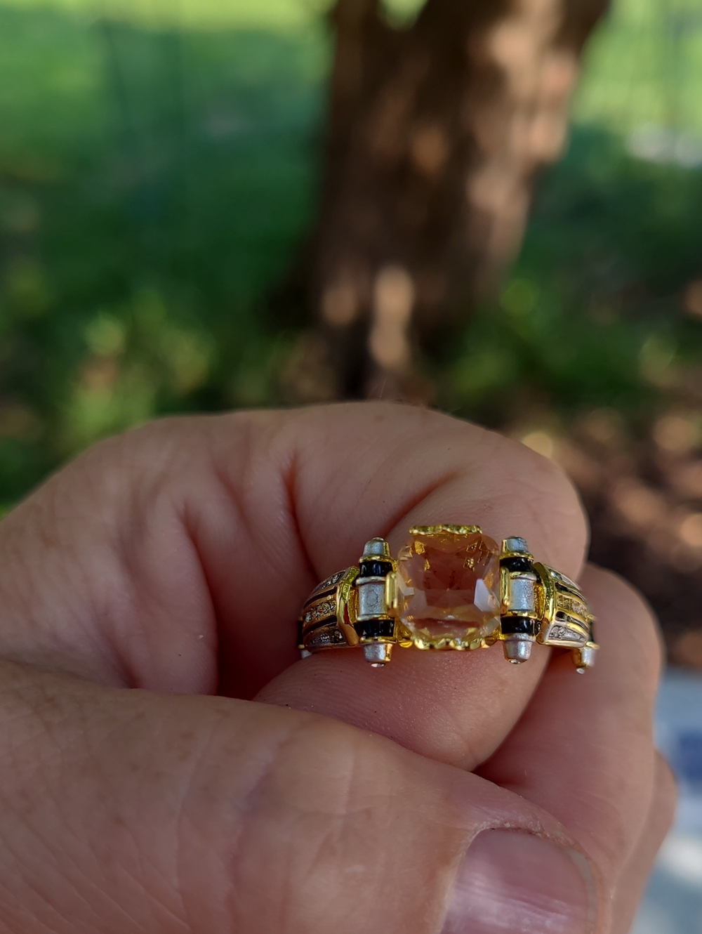Yellow Citrine-Style Gold Ring - Women's Fashion Jewelry